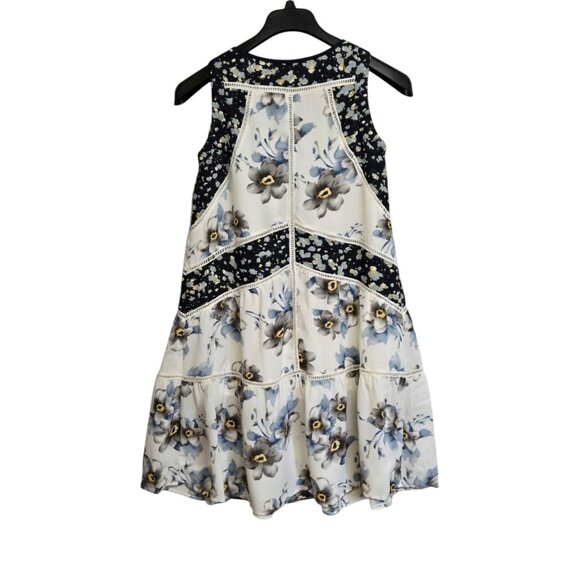 POL Clothing Womens Small Floral Print Tiered  Dress Crochet Trim Cottage Core - Picture 3 of 8